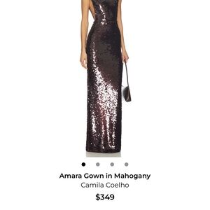 Camila Coelho Sequin Column Gown in Mahogany Brown